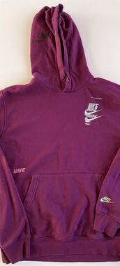 Large Nike Embroidered Double-Sided Plum Distorted Logo Glitch Hoodie
